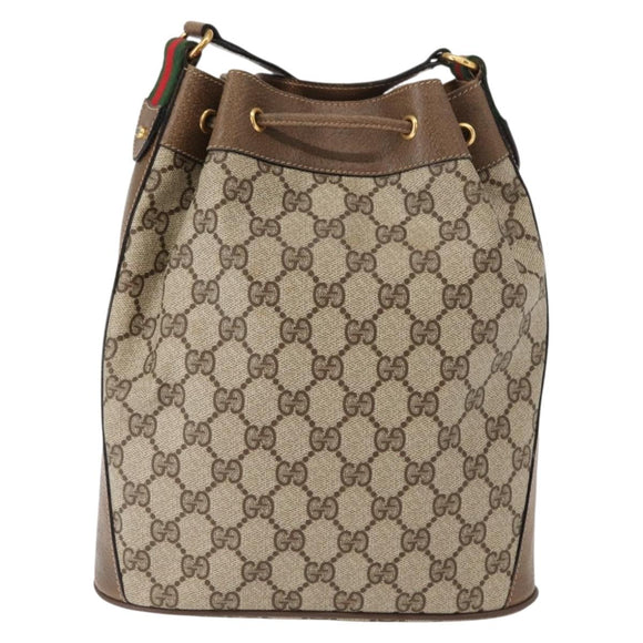 GUCCI GG Supreme Web Sherry Line Shoulder Bag PVC Beige 41 02 034 Auth 150733