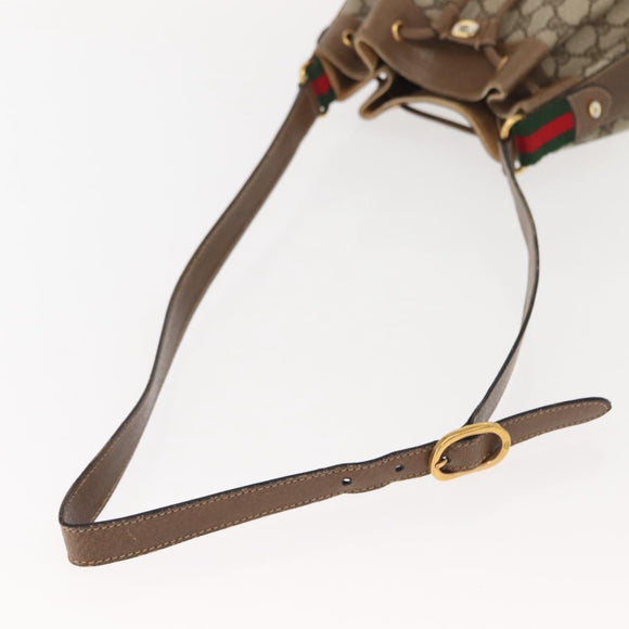 GUCCI GG Supreme Web Sherry Line Shoulder Bag PVC Beige 41 02 034 Auth 150733