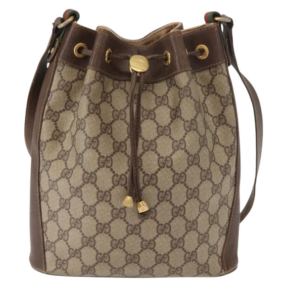 GUCCI GG Supreme Web Sherry Line Shoulder Bag PVC Beige 164 02 034 Auth 150734