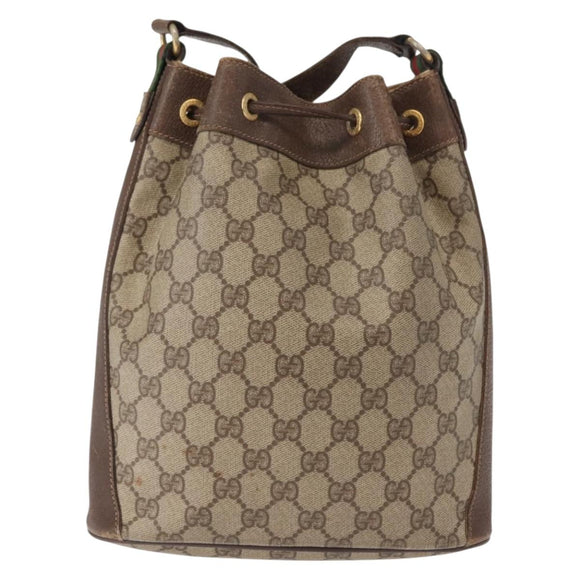 GUCCI GG Supreme Web Sherry Line Shoulder Bag PVC Beige 164 02 034 Auth 150734