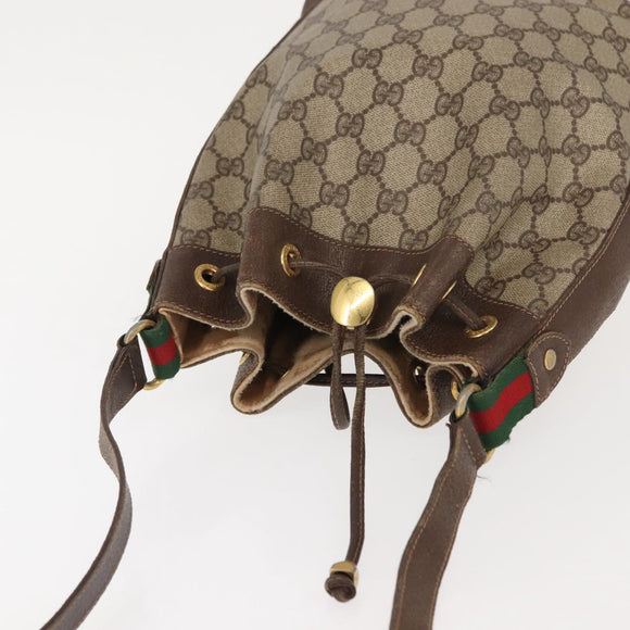 GUCCI GG Supreme Web Sherry Line Shoulder Bag PVC Beige 164 02 034 Auth 150734