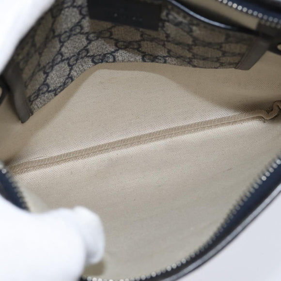 GUCCI GG Supreme Sherry Line Shoulder Bag PVC Navy Silver 246413 Auth 150735