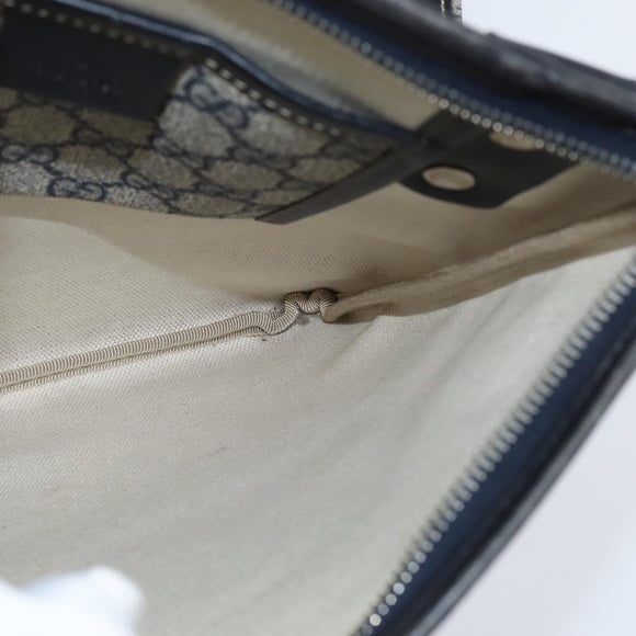 GUCCI GG Supreme Sherry Line Shoulder Bag PVC Navy Silver 246413 Auth 150735