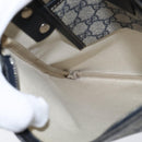 GUCCI GG Supreme Sherry Line Shoulder Bag PVC Navy Silver 246413 Auth 150735-19