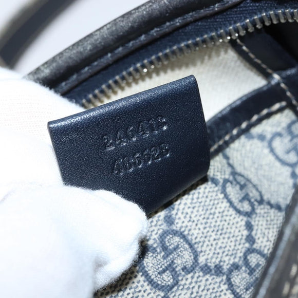 GUCCI GG Supreme Sherry Line Shoulder Bag PVC Navy Silver 246413 Auth 150735
