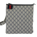 GUCCI GG Supreme Sherry Line Shoulder Bag PVC Navy Silver 246413 Auth 150735-13