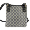 GUCCI GG Supreme Sherry Line Shoulder Bag PVC Navy Silver 246413 Auth 150735-2