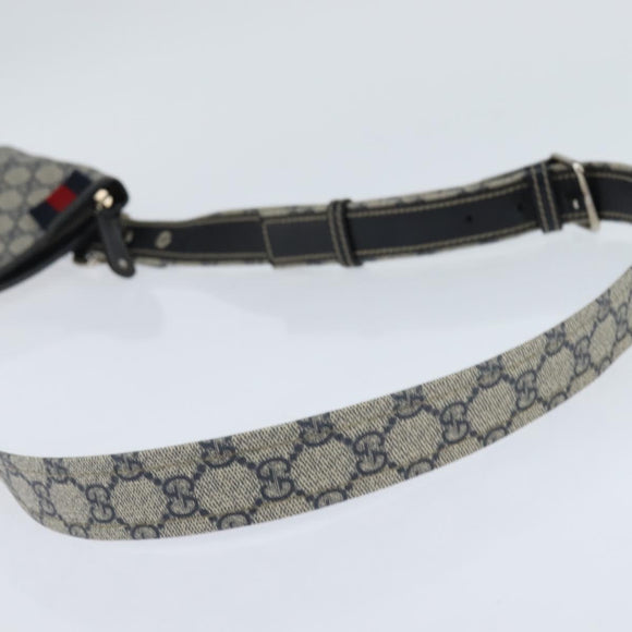 GUCCI GG Supreme Sherry Line Shoulder Bag PVC Navy Silver 246413 Auth 150735