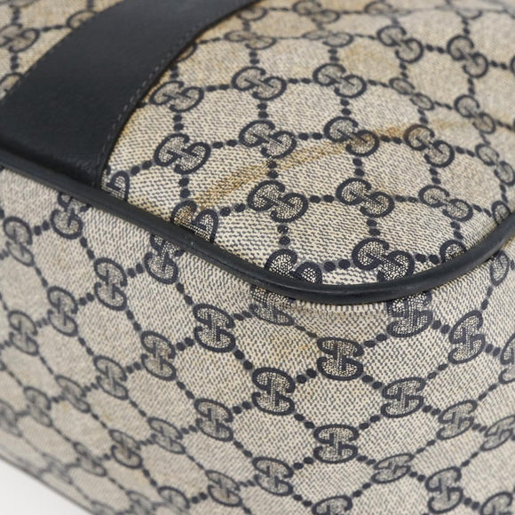 GUCCI GG Supreme Sherry Line Hand Bag PVC Navy Gold 39 02 041 Auth 150740