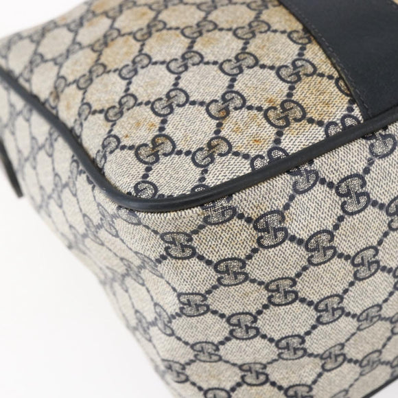 GUCCI GG Supreme Sherry Line Hand Bag PVC Navy Gold 39 02 041 Auth 150740