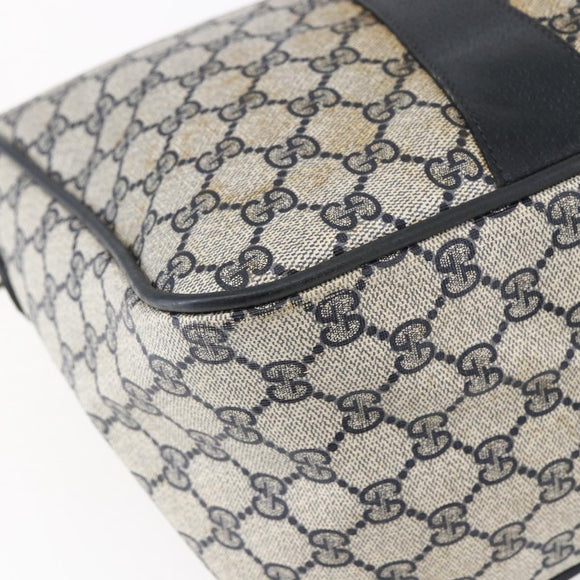 GUCCI GG Supreme Sherry Line Hand Bag PVC Navy Gold 39 02 041 Auth 150740