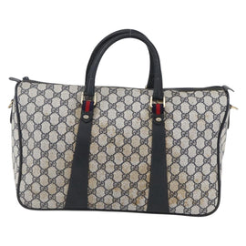 GUCCI GG Supreme Sherry Line Hand Bag PVC Navy Gold 39 02 041 Auth 150740 - 0