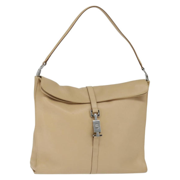 GUCCI Jackie Shoulder Bag Leather Beige Gold 001 3355 Auth 150741