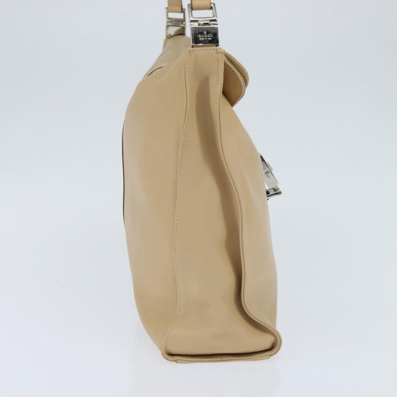 GUCCI Jackie Shoulder Bag Leather Beige Gold 001 3355 Auth 150741