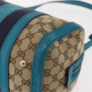GUCCI GG Canvas Sherry Line Hand Bag 2way Blue Gold 269876 Auth 150743-15