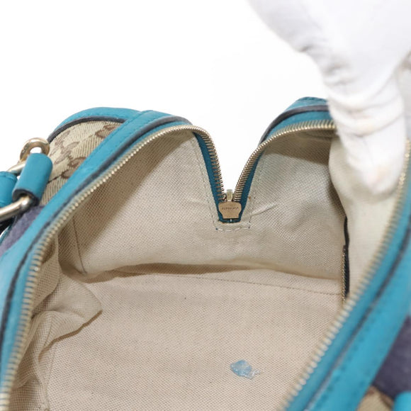 GUCCI GG Canvas Sherry Line Hand Bag 2way Blue Gold 269876 Auth 150743