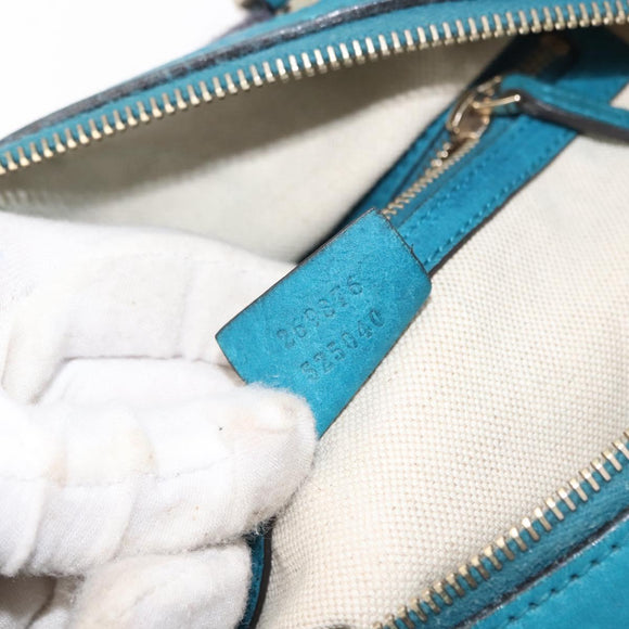 GUCCI GG Canvas Sherry Line Hand Bag 2way Blue Gold 269876 Auth 150743