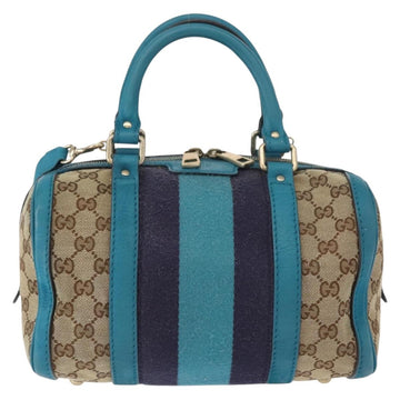 GUCCI GG Canvas Sherry Line Hand Bag 2way Blue Gold 269876 Auth 150743 - 0