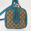 GUCCI GG Canvas Sherry Line Hand Bag 2way Blue Gold 269876 Auth 150743-3