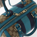 GUCCI GG Canvas Sherry Line Hand Bag 2way Blue Gold 269876 Auth 150743-6