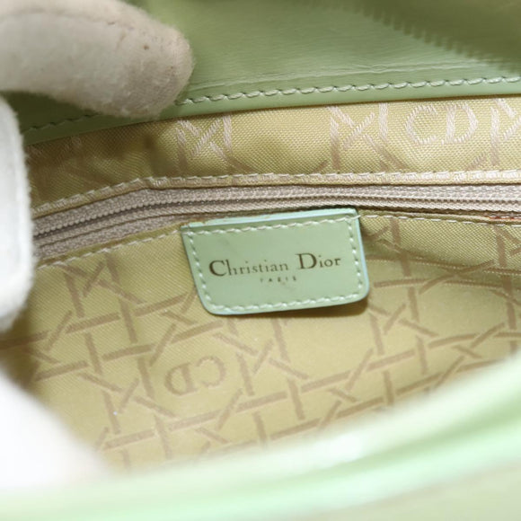 Christian Dior Maris Pearl Hand Bag Enamel Green Auth 150745