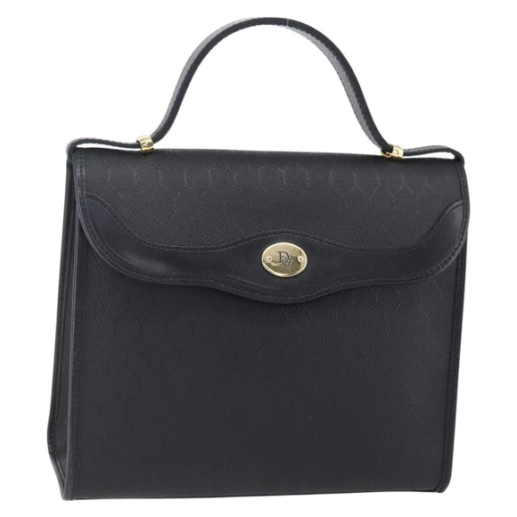 Christian Dior Honeycomb Canvas Hand Bag PVC Black Gold Auth 150746