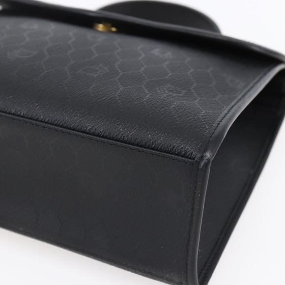 Christian Dior Honeycomb Canvas Hand Bag PVC Black Gold Auth 150746