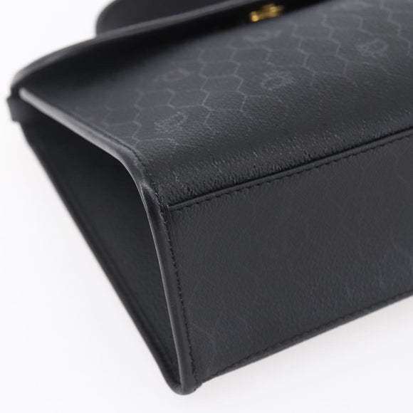 Christian Dior Honeycomb Canvas Hand Bag PVC Black Gold Auth 150746