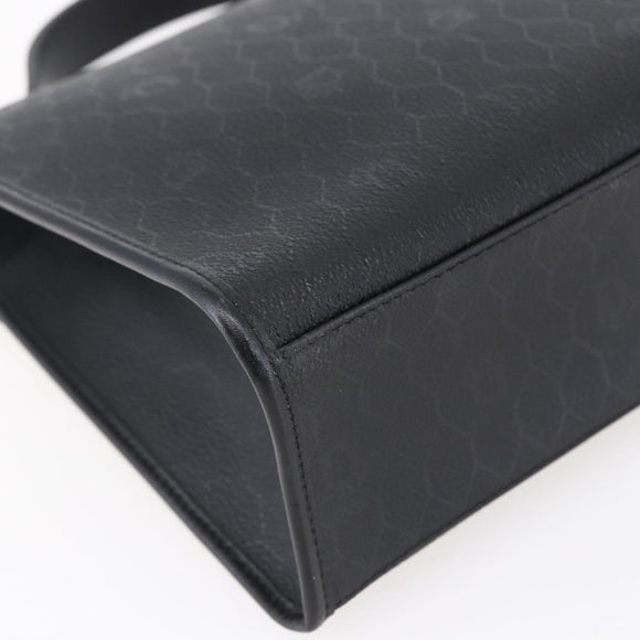 Christian Dior Honeycomb Canvas Hand Bag PVC Black Gold Auth 150746