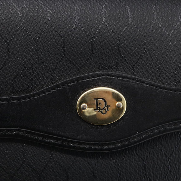 Christian Dior Honeycomb Canvas Hand Bag PVC Black Gold Auth 150746