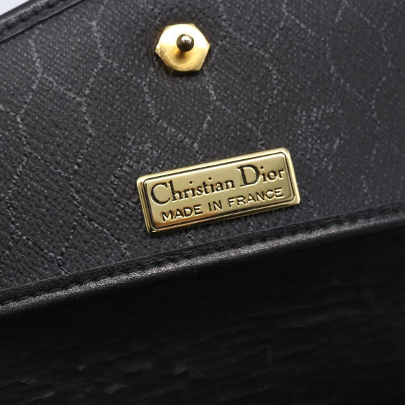 Christian Dior Honeycomb Canvas Hand Bag PVC Black Gold Auth 150746