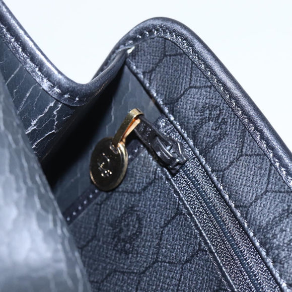 Christian Dior Honeycomb Canvas Hand Bag PVC Black Gold Auth 150746