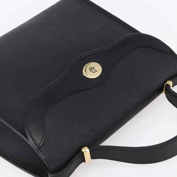 Christian Dior Honeycomb Canvas Hand Bag PVC Black Gold Auth 150746