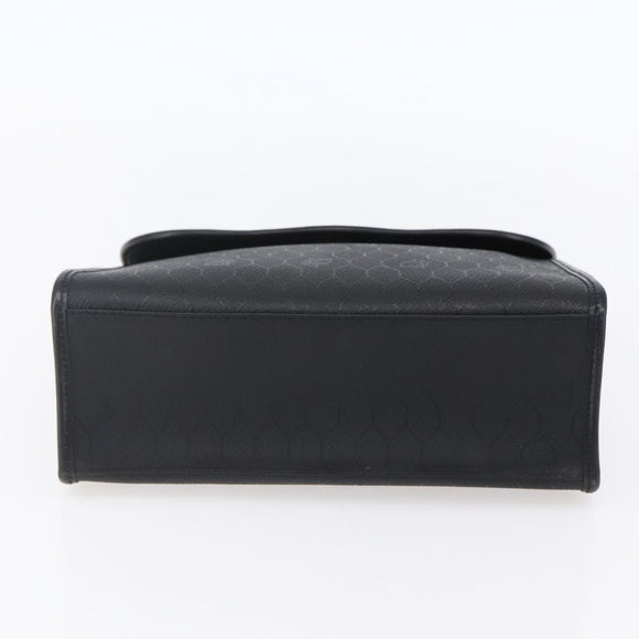 Christian Dior Honeycomb Canvas Hand Bag PVC Black Gold Auth 150746