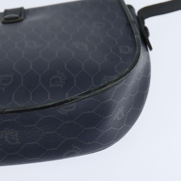 Christian Dior Honeycomb Canvas Shoulder Bag PVC Navy gold Auth 150747