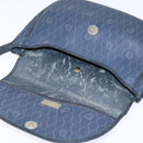 Christian Dior Honeycomb Canvas Shoulder Bag PVC Navy gold Auth 150747-15