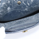 Christian Dior Honeycomb Canvas Shoulder Bag PVC Navy gold Auth 150747-17