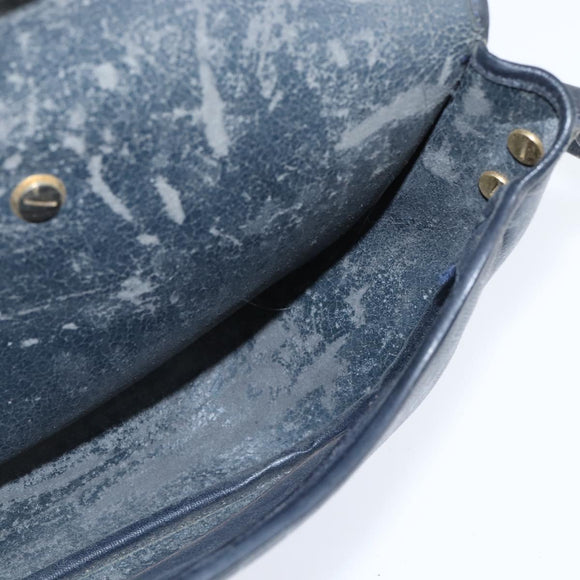 Christian Dior Honeycomb Canvas Shoulder Bag PVC Navy gold Auth 150747