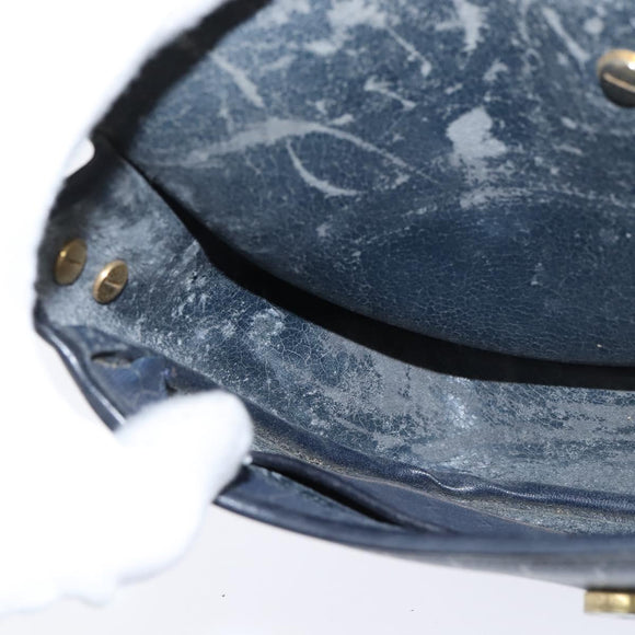 Christian Dior Honeycomb Canvas Shoulder Bag PVC Navy gold Auth 150747