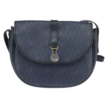 Christian Dior Honeycomb Canvas Shoulder Bag PVC Navy gold Auth 150747 - 0