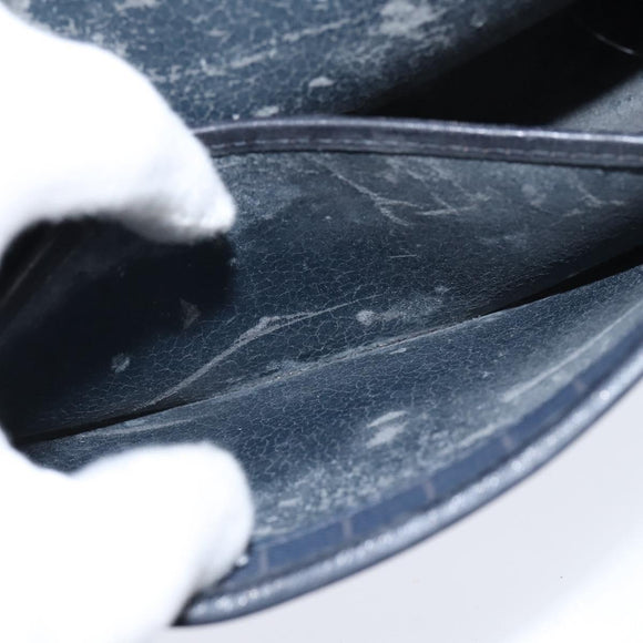 Christian Dior Honeycomb Canvas Shoulder Bag PVC Navy gold Auth 150747