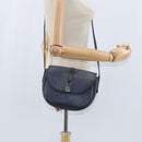 Christian Dior Honeycomb Canvas Shoulder Bag PVC Navy gold Auth 150747-21