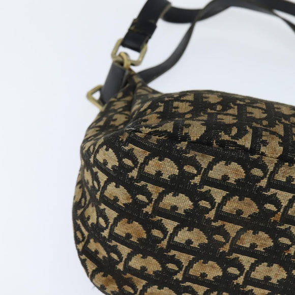 Christian Dior Trotter Canvas Shoulder Bag Navy Gold Auth 150748