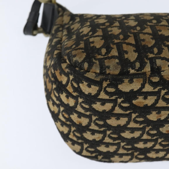 Christian Dior Trotter Canvas Shoulder Bag Navy Gold Auth 150748