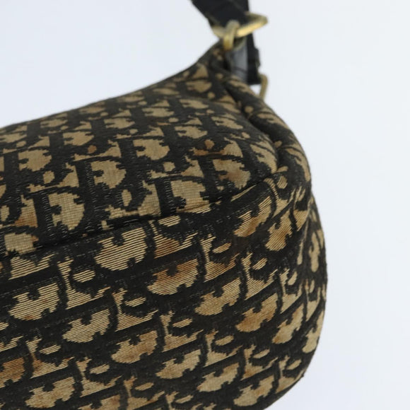 Christian Dior Trotter Canvas Shoulder Bag Navy Gold Auth 150748