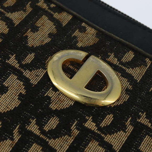 Christian Dior Trotter Canvas Shoulder Bag Navy Gold Auth 150748