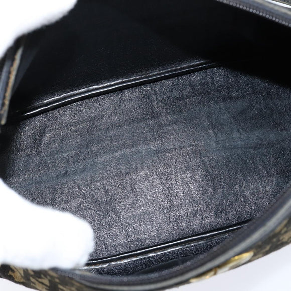 Christian Dior Trotter Canvas Shoulder Bag Navy Gold Auth 150748