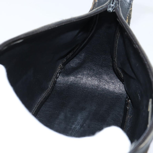 Christian Dior Trotter Canvas Shoulder Bag Navy Gold Auth 150748