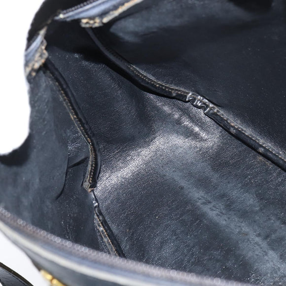 Christian Dior Trotter Canvas Shoulder Bag Navy Gold Auth 150748