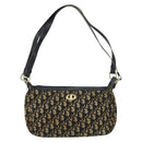 Christian Dior Trotter Canvas Shoulder Bag Navy Gold Auth 150748-2